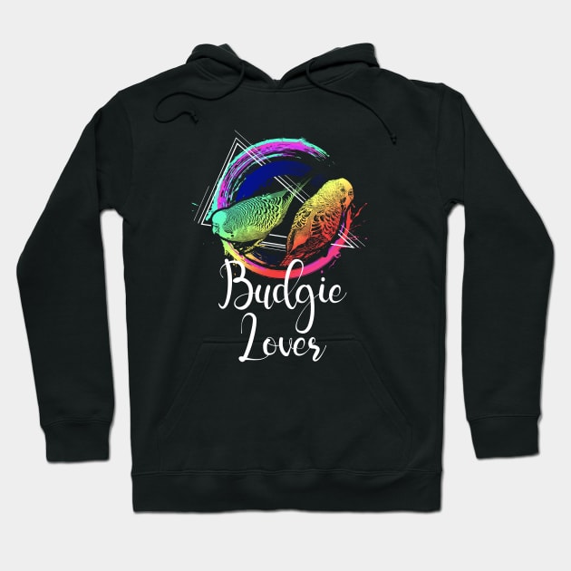 Colorful Rainbow Retro Budgies Budgerigar Budgie Lover Hoodie by BirdNerd